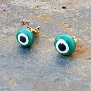 NEW! ☆ Evil Eye Hand Blown Glass Stud Earrings ☆